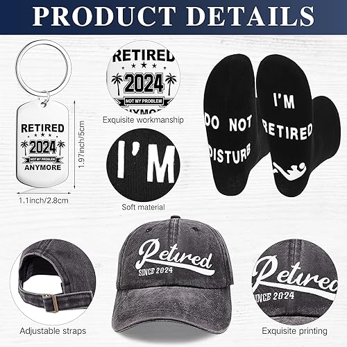 Miniatura 10 de Sieral Juego de regalo de jubilación para hombres y hombres, regalos para jubilados, incluye vaso, gorra de béisbol, calcetines y llavero con caja