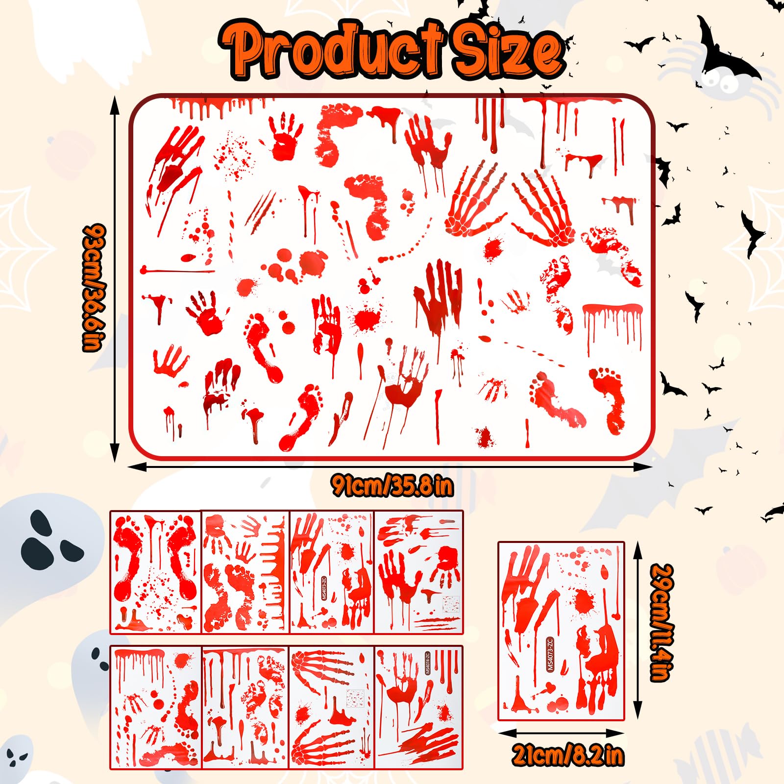 Decorazioni per finestre horror di Halloween, decorazioni per finestre sanguinose di Halloween, decorazioni per finestre zombie, 155*77 cm | Leroy Merlin
