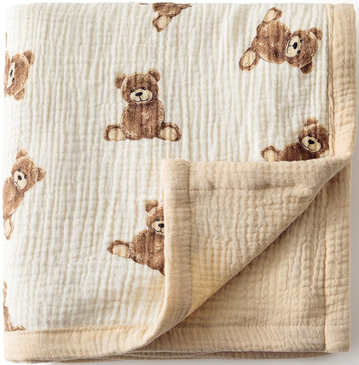 Little Jump 2 Layers Muslin Cotton Baby Blanket Teddy Bears