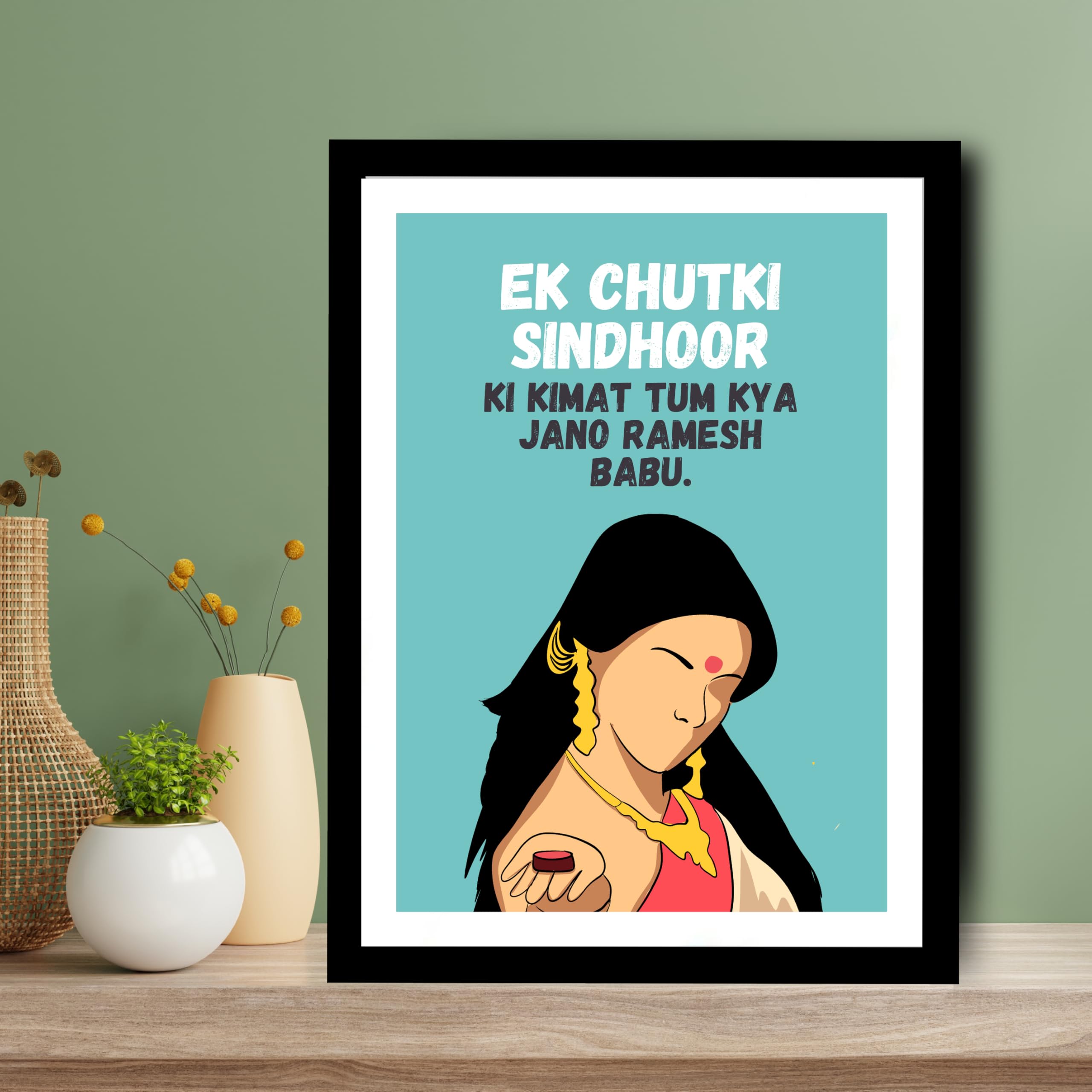 GOOD HOPE Bollywood Movie Om Shanti Om Poster Frame Movies Funny Dialogues Ek Chutki Sindoor Dialoges Framed Posters Actress Actor Photo Frames For wall decoration home bedroom living room hall Restraunt Cafe Wall Decor Paintings Sticker wallpaper Hostel Boys Girls. (10 x 13 Inch) 2