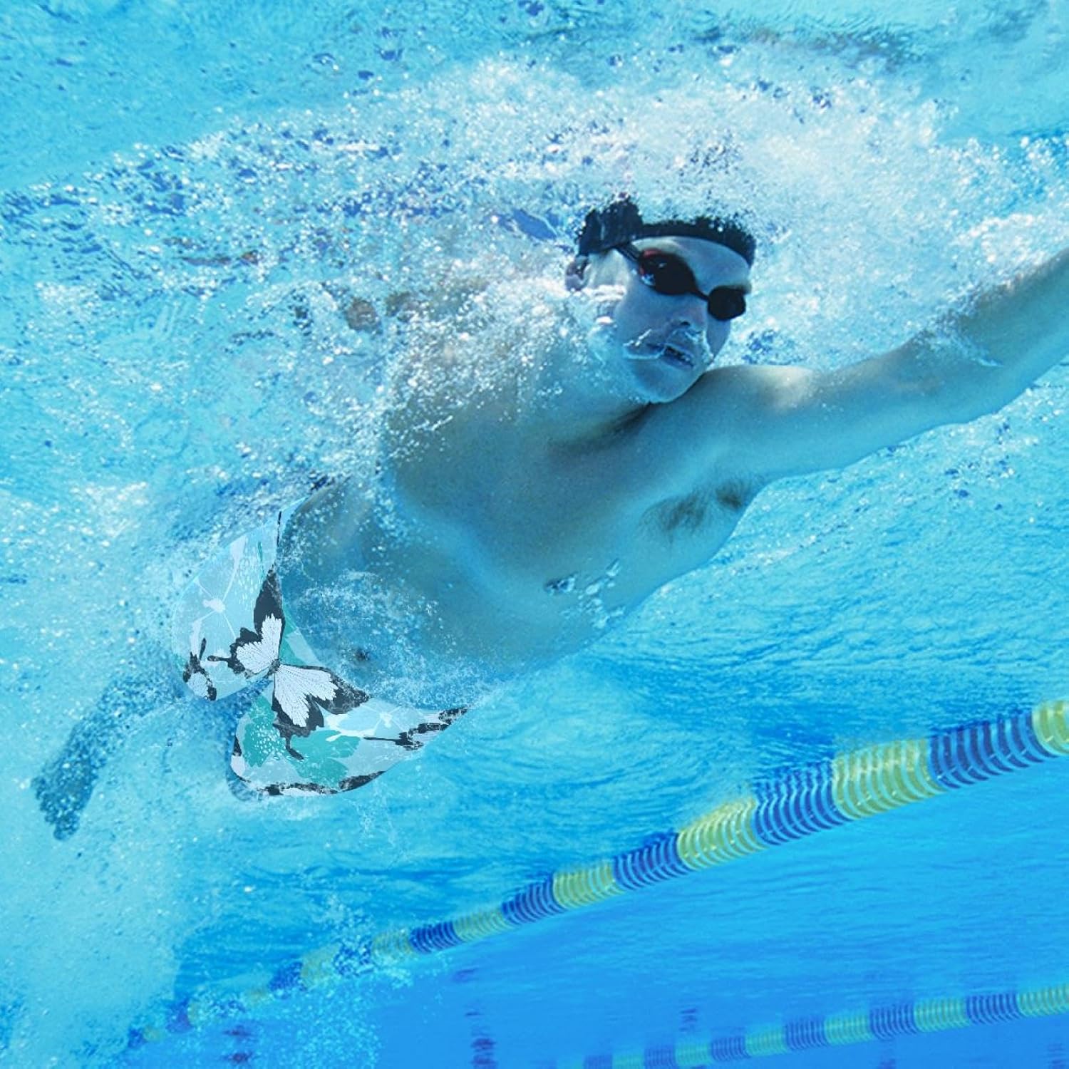 Boys' Swim Jammers Youth Competitive Swim Team Suit Quick Dry Athletic Swimming Shorts,Black and White Butterfly