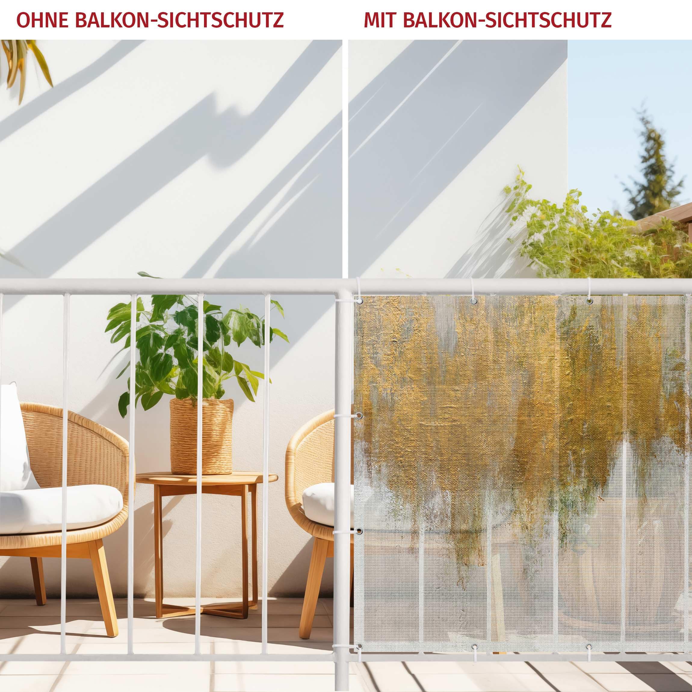 Balkon Sichtschutz Muster 90 x 300 cm inkl. Kabelbinder Wetterfest Blickschutz Balkonverkleidung Balkonbespannung Sonnenschutz Balkongeländer Windschutz Terrasse Garten Deko Ideen Gold TEXBS_1000