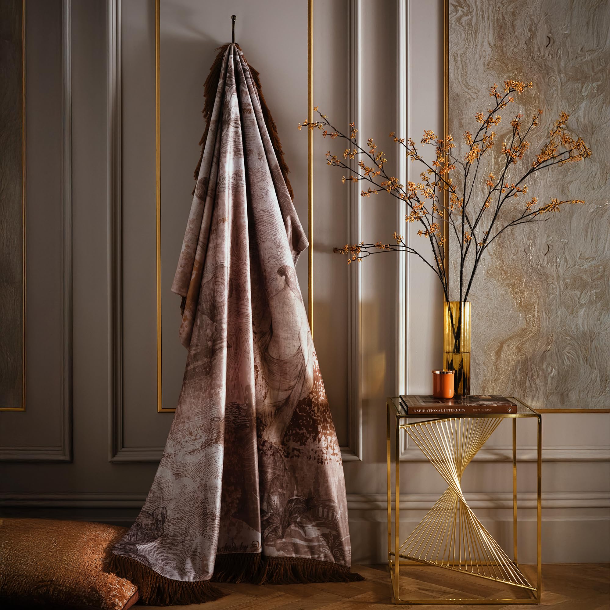 Laurence Llewelyn-Bowen 'Venus Primavera' Velvet Throw in Natural | Size: 130cm x 180cm