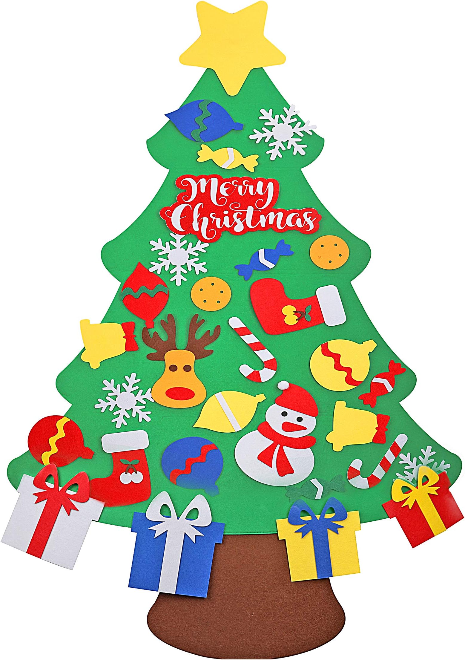 Woods World 3.78ft DIY Felt Christmas Tree Set 30 pcs with Detachable Ornaments - Wall Hanging Xmas Gifts for Christmas Decorations