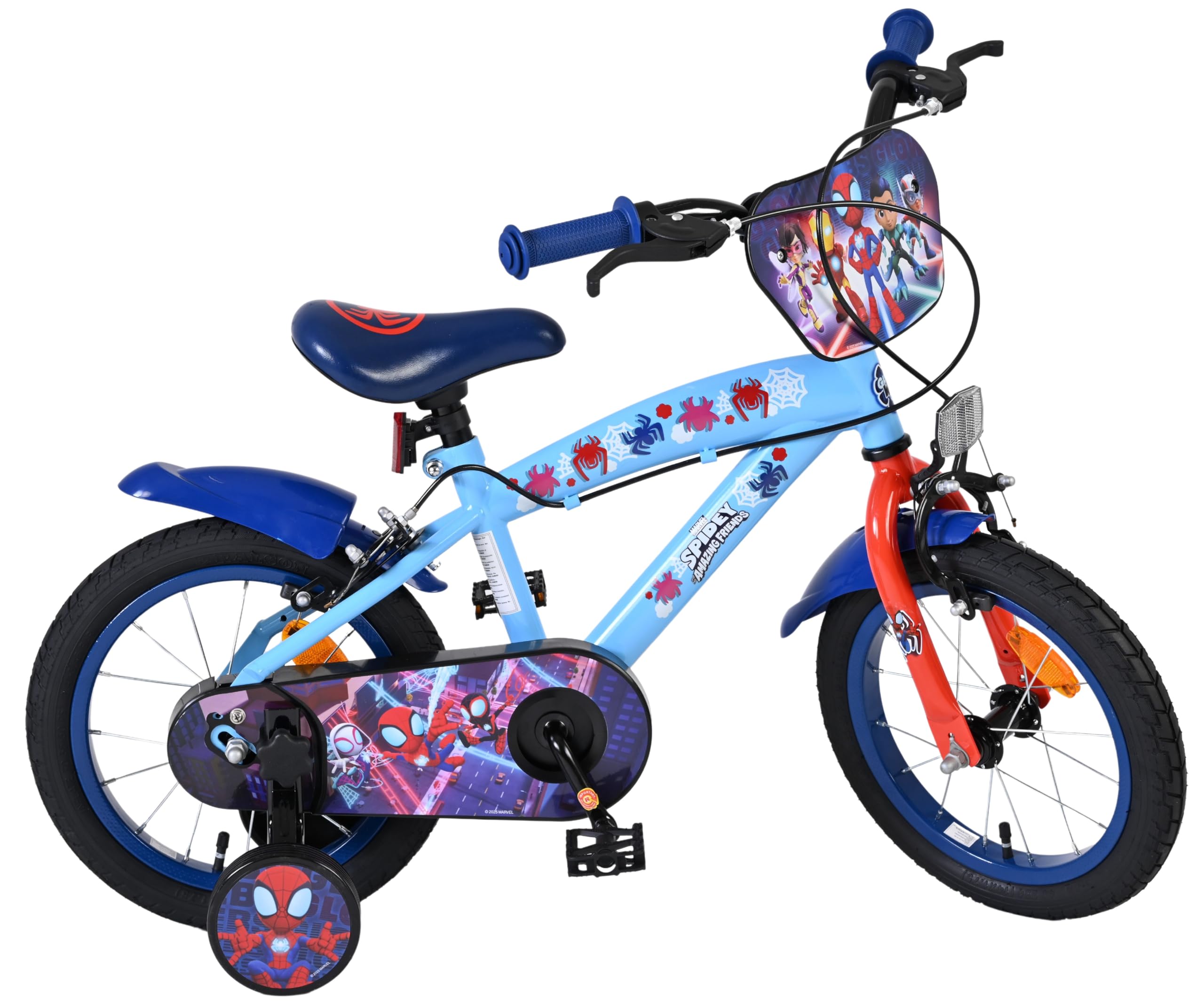 Volare Marvel Spidey And Amazing Friends Kids Bike | Ages 3.5-5 | 14 Inch Wheel | 2 Handbrakes (Front & Back Wheel), Removable Stabilisers & Pedal Reflectors | Adjustable Saddle | Girls & Boys Gift — image 1