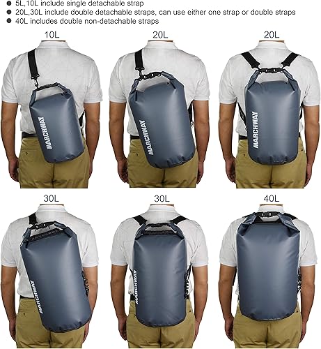 Miniatura 3 de MARCHWAY Mochila flotante impermeable de 5L10L20L30L40L, saco enrollable mantiene el equipo seco para kayak, rafting, canotaje, natación,