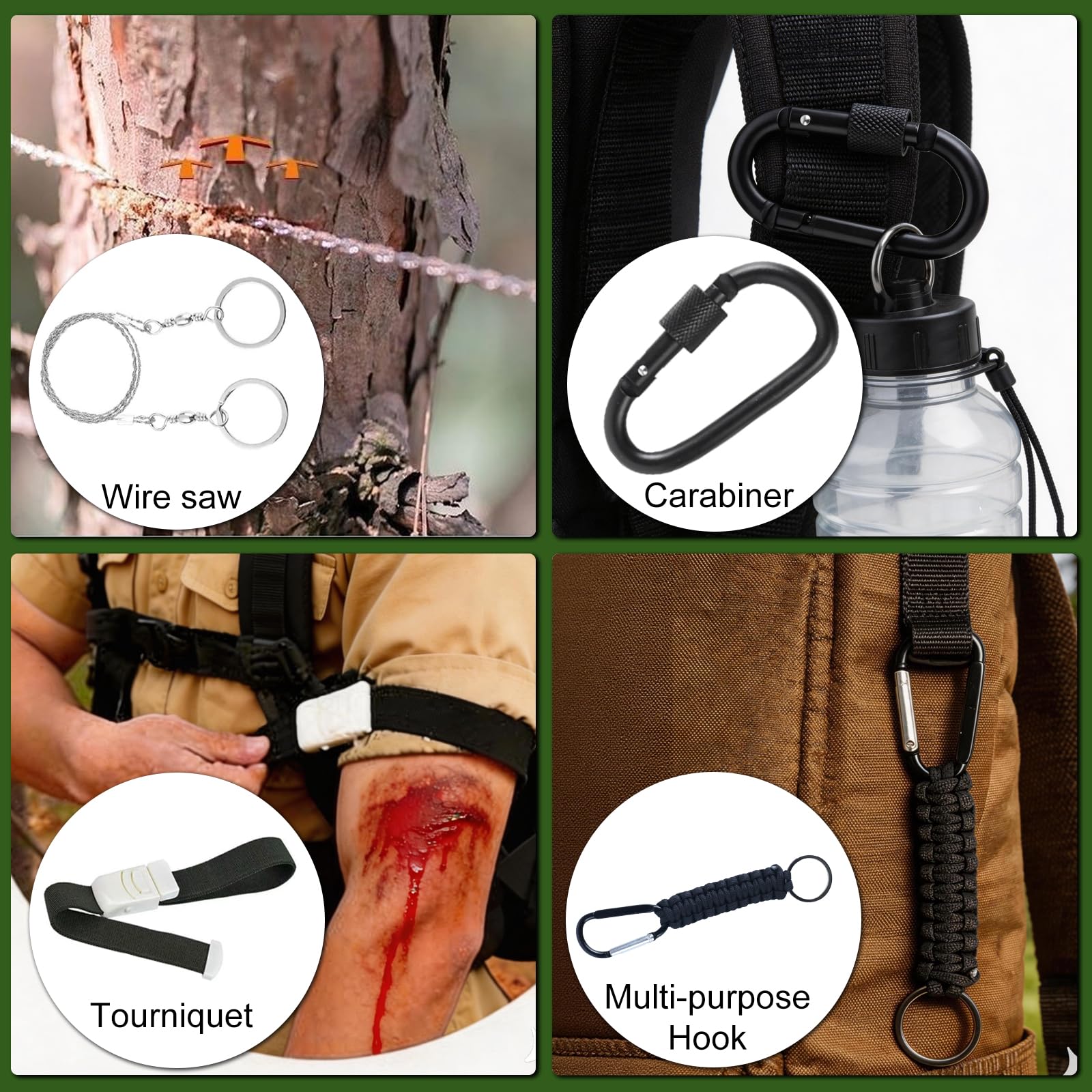 Kit de Supervivencia de Emergencia 13 en 1 con Filtro de Agua de Supervivencia para Senderismo, Camping y Viajes