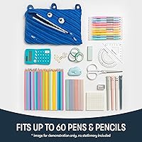 Vista 4 de ZIPIT Estuche para lápices Monster para niños, bonita bolsa de 3 anillas para niños, niñas y adolescentes, bolsa de papelería para la escuela