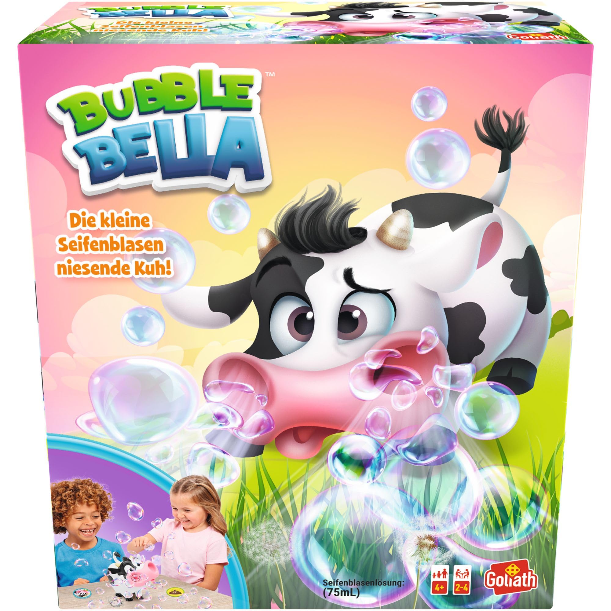 Goliath Bubble Bella, Brettspiel AB 4 Jahren, Kinderspiel mit Seifenblasen für Kinder, Actionspiel mit Seifenblasenmaschine mit Spielelement