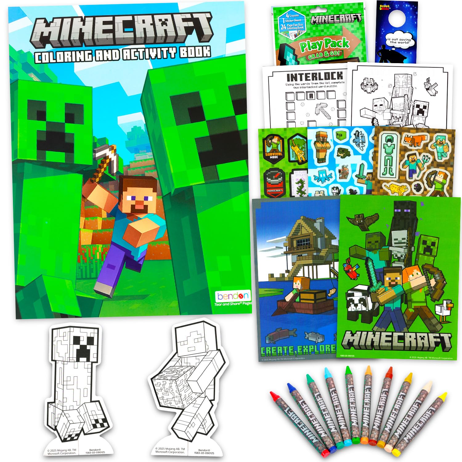 Minecraft Ultimatives Aktivitäts-Set – Kunst- und Bastel-Set mit Malbüchern, Aufklebern, Spielen, Puzzles, Zeichnen und mehr | Minecraft Aktivitäten für Jungen, Kinder