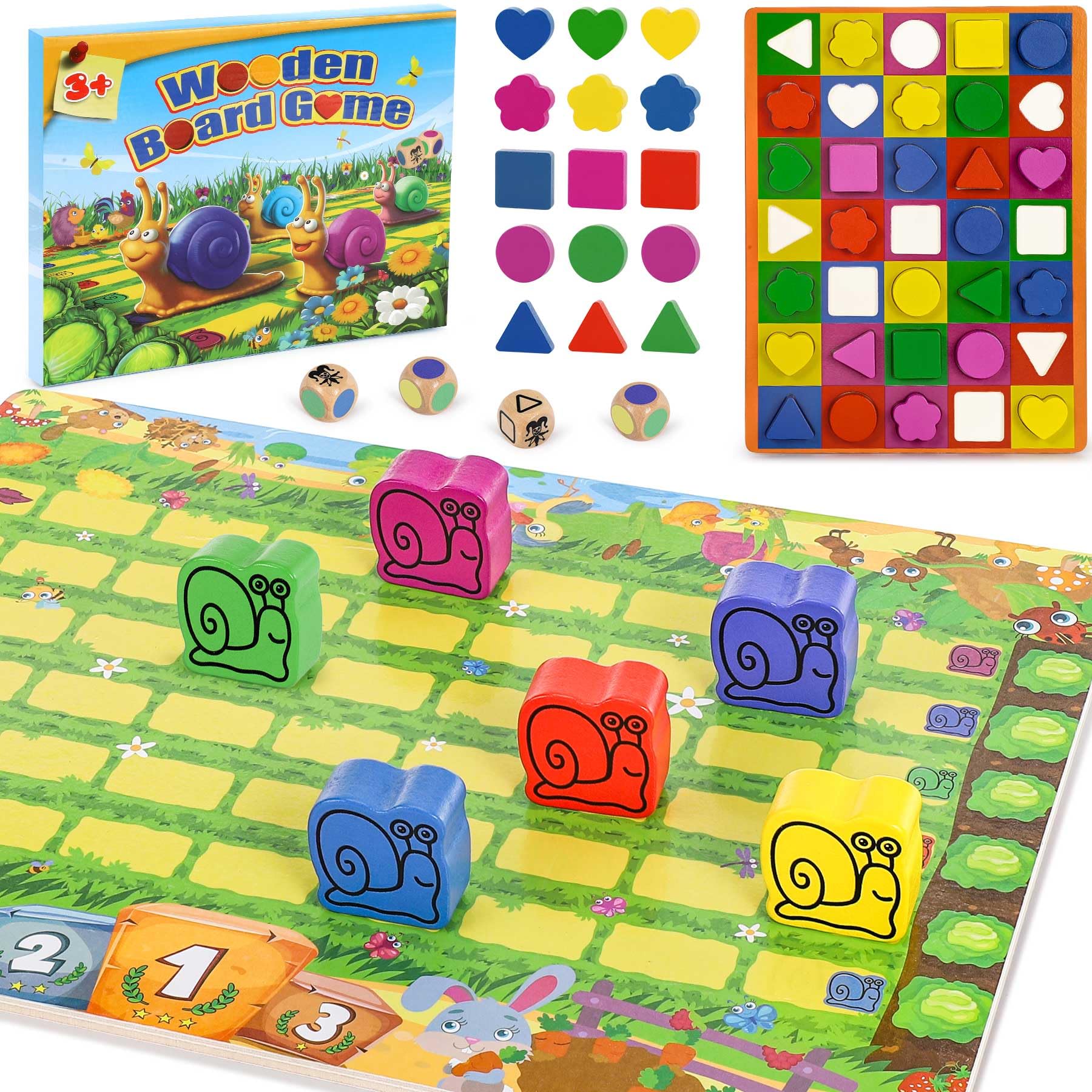 2 in 1 Wooden Board Games,Travel Games for Kids,Montessori Toys for 3+ Years Old,Family Games for 1-6 Players,Educational Toys and Learning Games for 3-8 Year Olds Girl Boys Gifts
