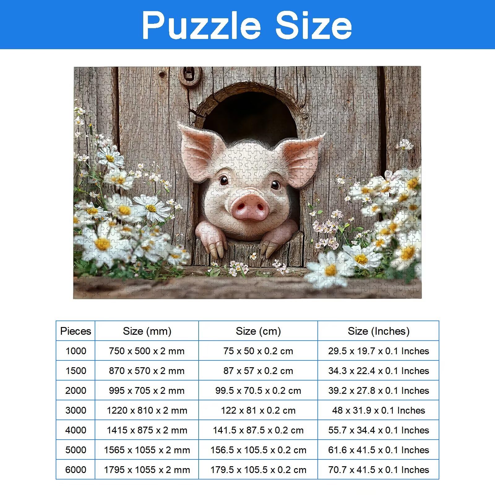 Puzzle 3000 sztuk dla dorosłych dzieci, drewniane puzzle świnia dla dorosłych, wymagające słodkie łamigłówki, rodzinne gry edukacyjne, łamigłówki z pudełkiem do dekoracji domu, prezent dla kobiet