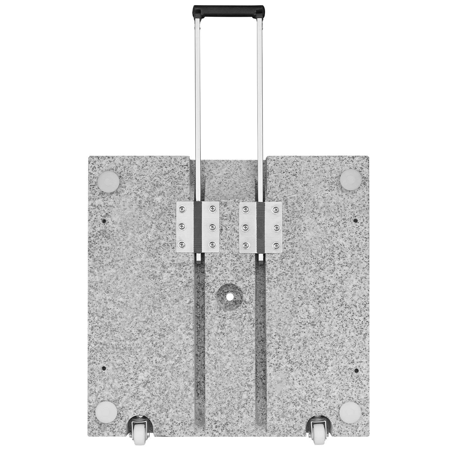 anndora Komfort Sonnenschirmständer aus Granit - 55kg rollbar Teleskopgriff hellgrau