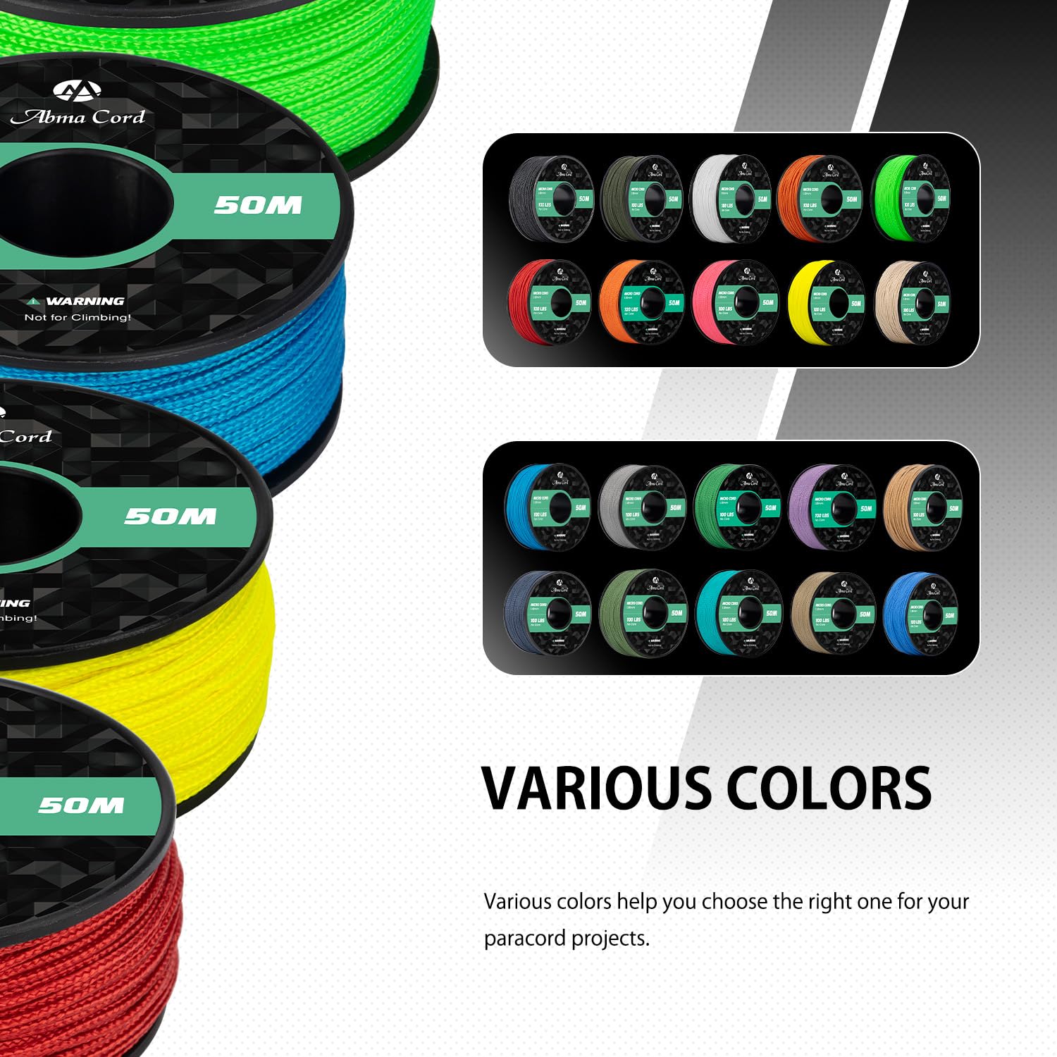 Abma Cord Micro Corda 1,18 mm Corda 50M Bobina - Max. 45kg (100lbs) - Nero