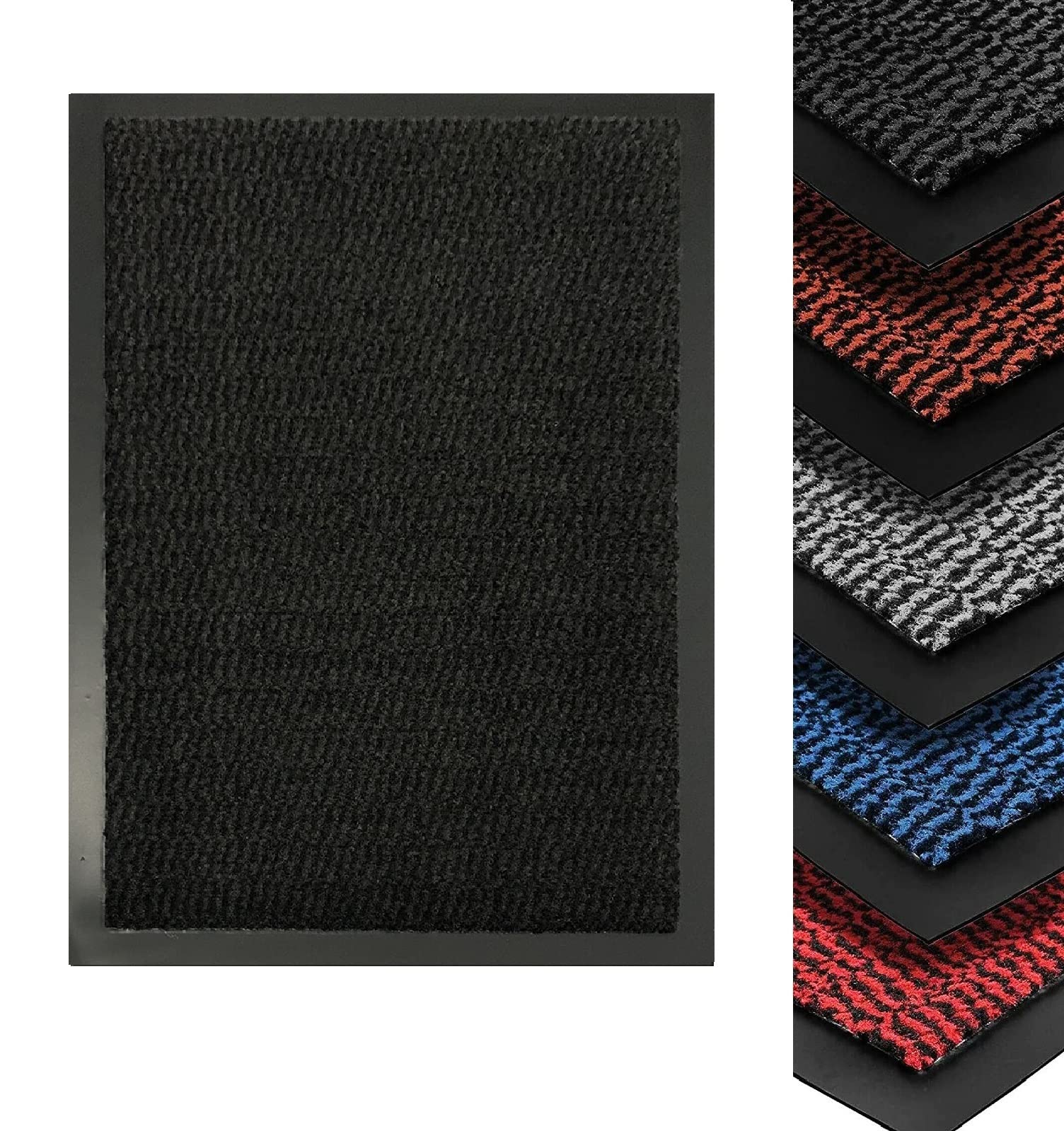 Monal Heavy Duty Indoor & Outdoor Rubber Non-Slip Floor & Kitchen Barrier Mat Easy Clean Absorbent Soft Feel Entrance Rug Shoes Scraper Floor Mat (90 x 300 cm (3' x 5'), Anthracite)