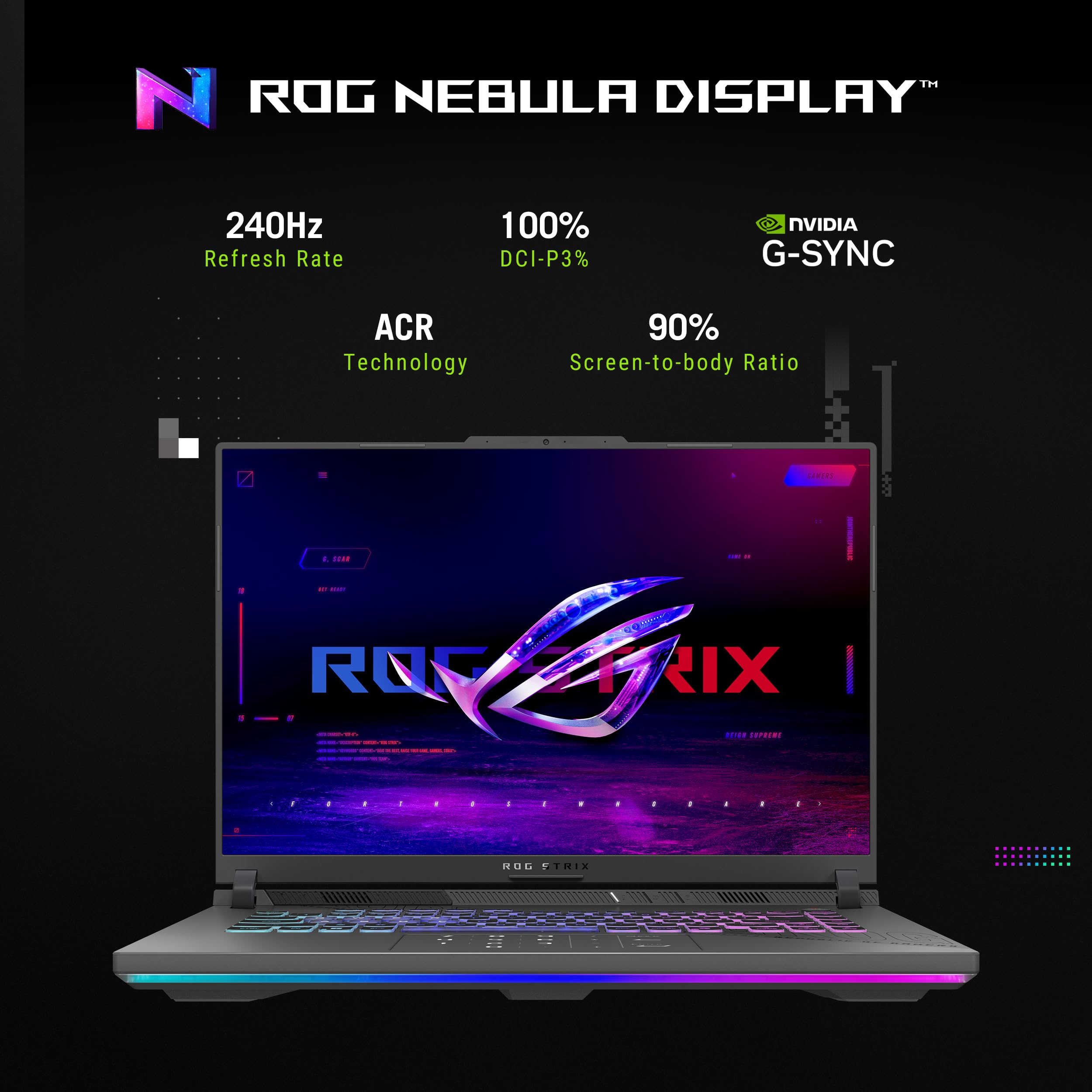 ASUS ROG Strix G16 Gaming Laptop, 16" 144Hz WUXGA FHD Display, NVIDIA GeForce RTX 5050 GPU, AMD Ryzen 9 9955HX Processore, 32GB DDR5 RAM, 1TB SSD, Tastiera RGB retroilluminata, Windows 11