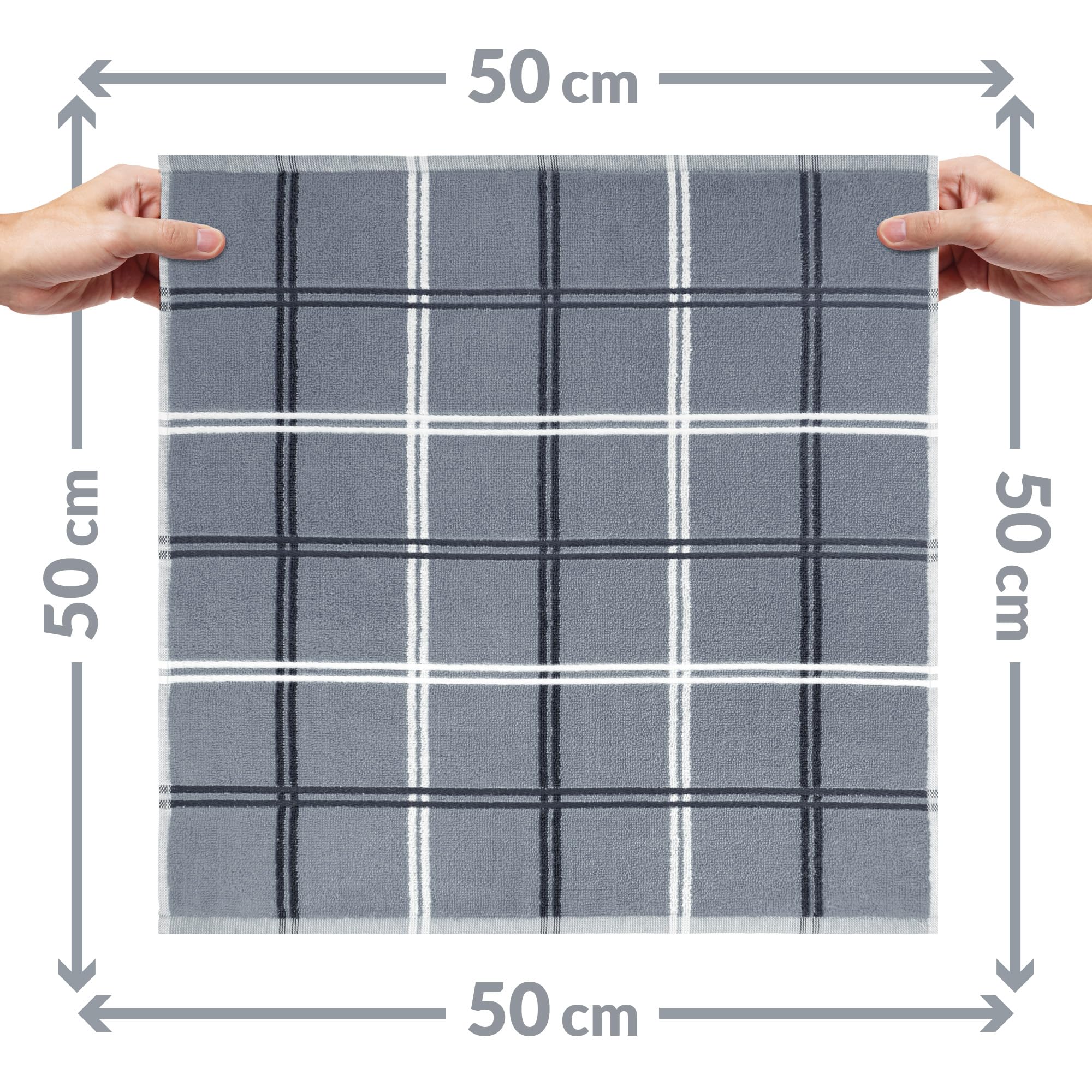 Lashuma Torchon Vaisselle Lot de 6 en Coton, Torchons de Cuisine 50x50 cm série: Lyon, Torchons Gris Foncé