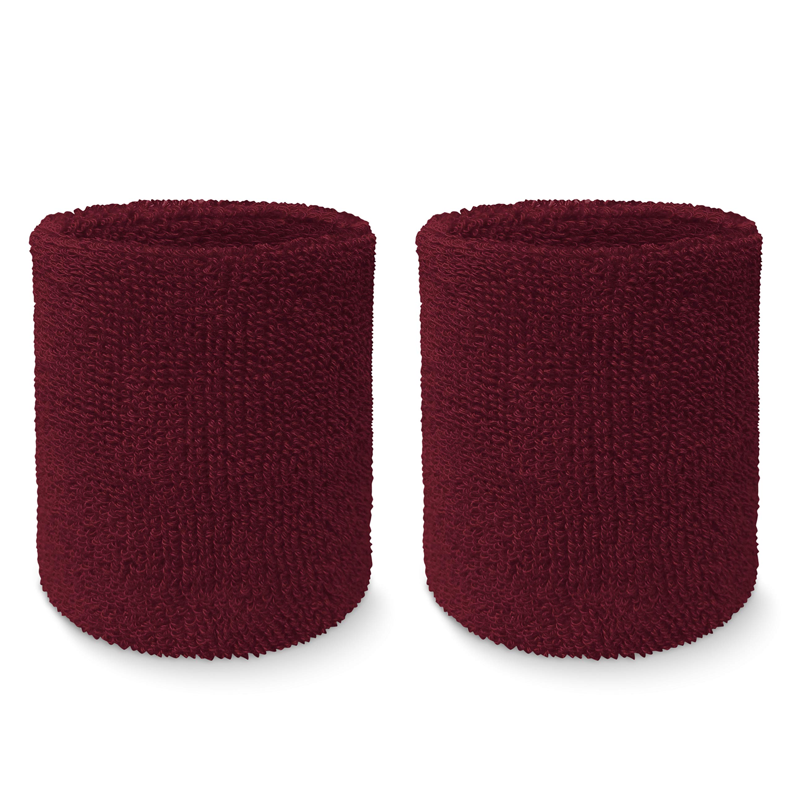 COUVER Premium Quality 4" Tall Wrist Sweatband - Plain Solid Color Soft Cotton Terry Cloth Sport Wristband (1Pair)