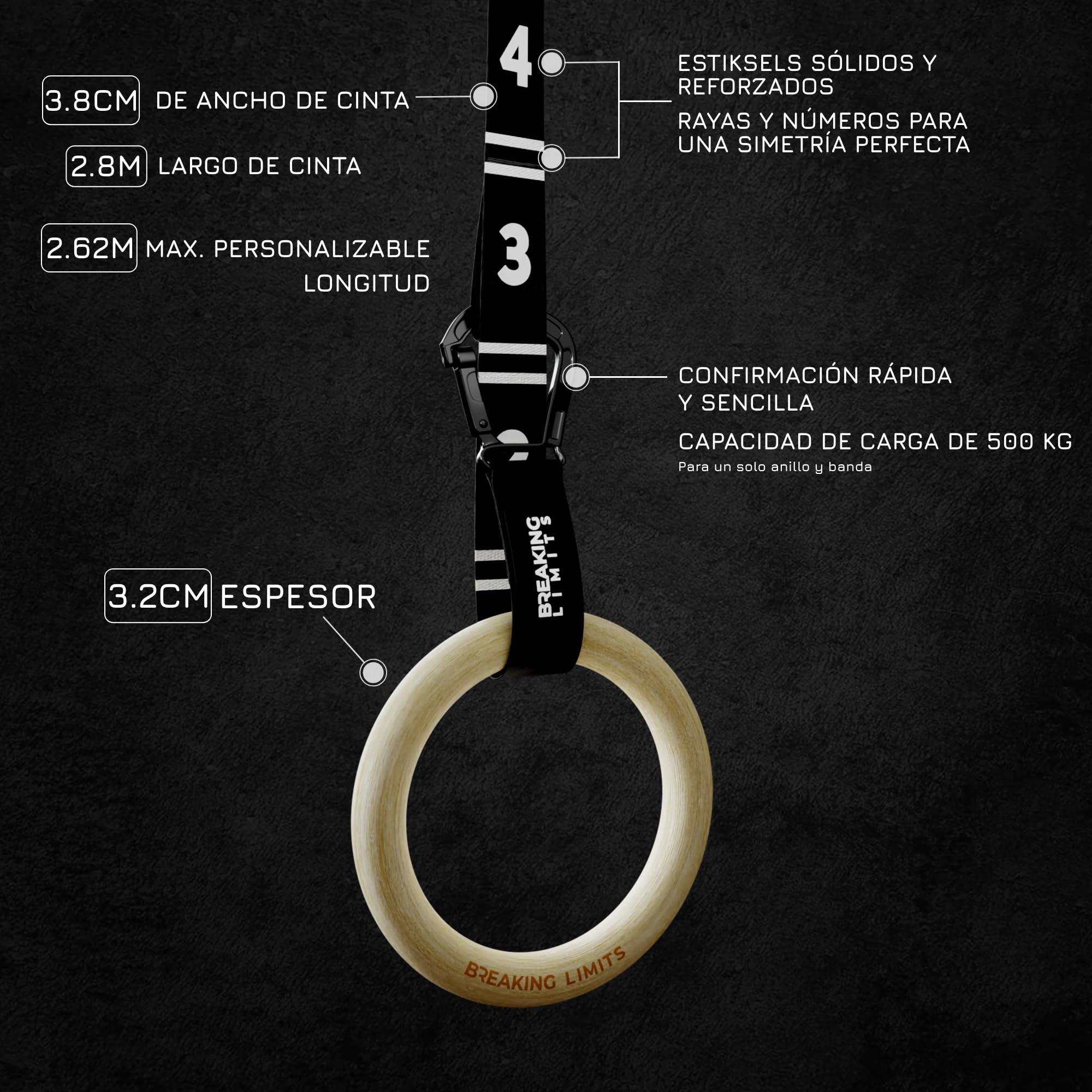 BREAKING LIMITS Anillas Gimnasia - Anillas Calistenia - Gymnastic Rings para Crossfit y Fitness