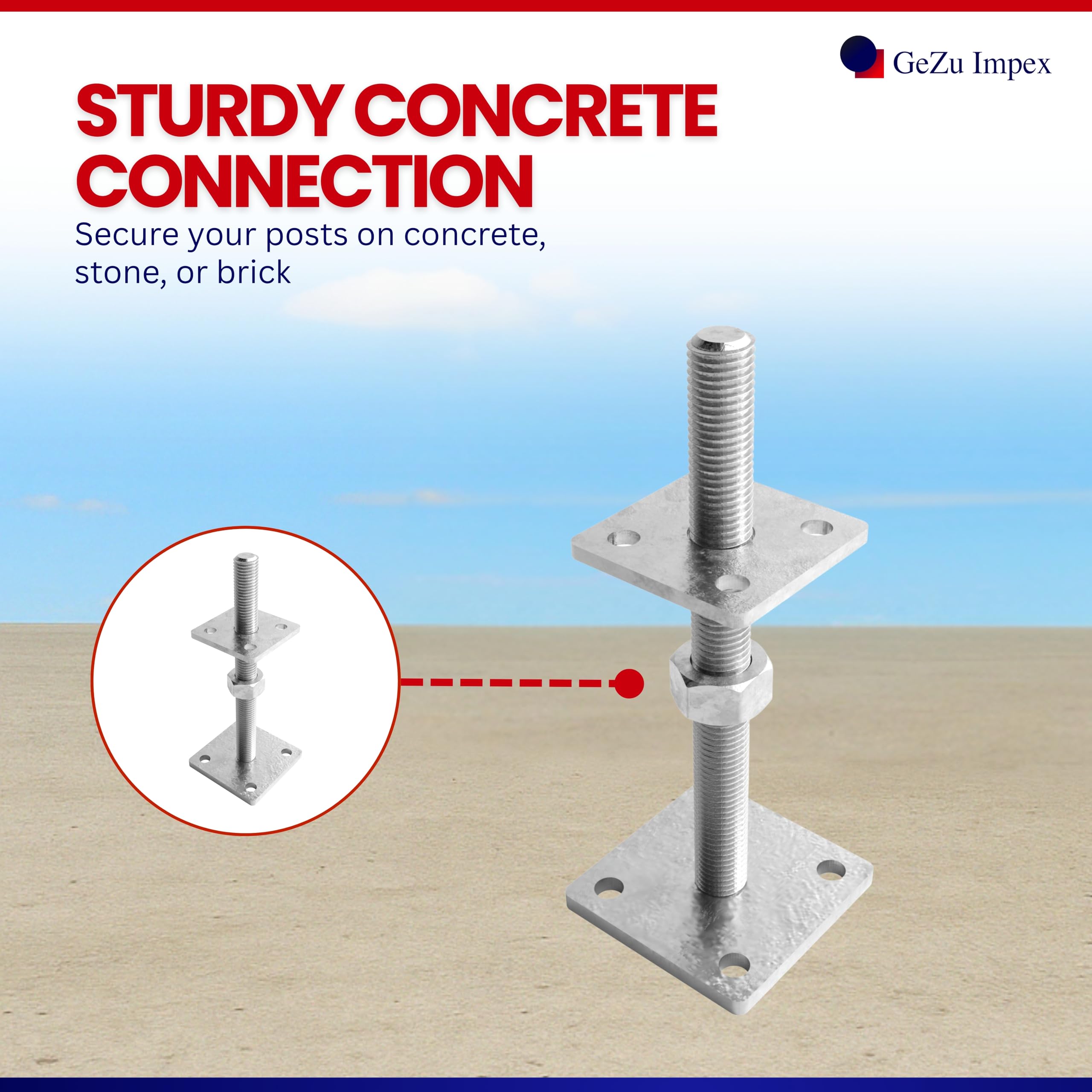 Screw Post Support 110 X 110 X 250 Mm Adjustable Hot-Dip Galvanised Height Adjustable Concrete Anchor Base For Fence Posts - View #13