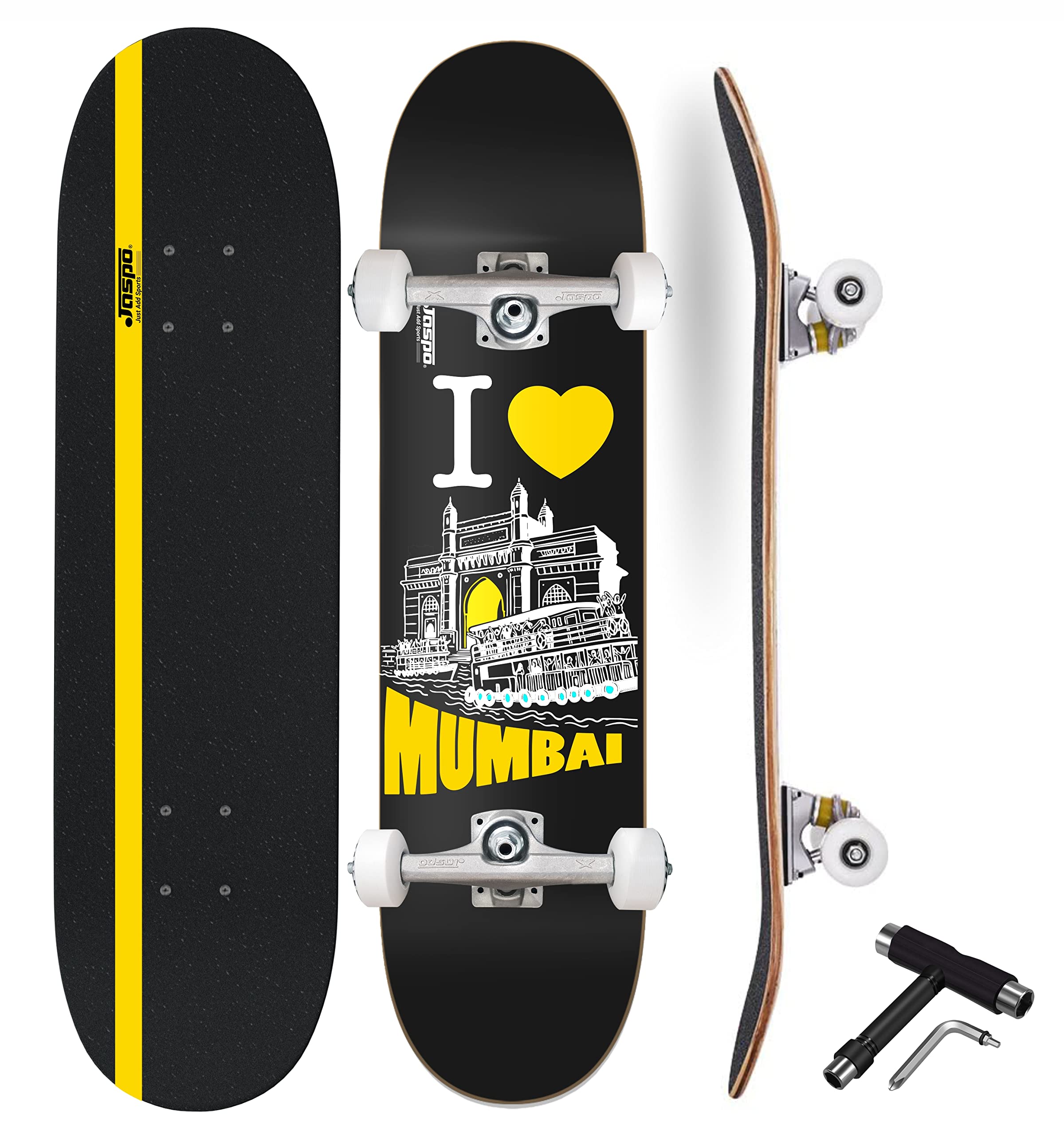 Jaspo City Craze (31”x 8” inches) 7-ply Maple Deck Durable Skateboard for Cruising, Carving & Tricks Suitable for Boys, Kids, Youth, Adults -Made in India (Mumbai)