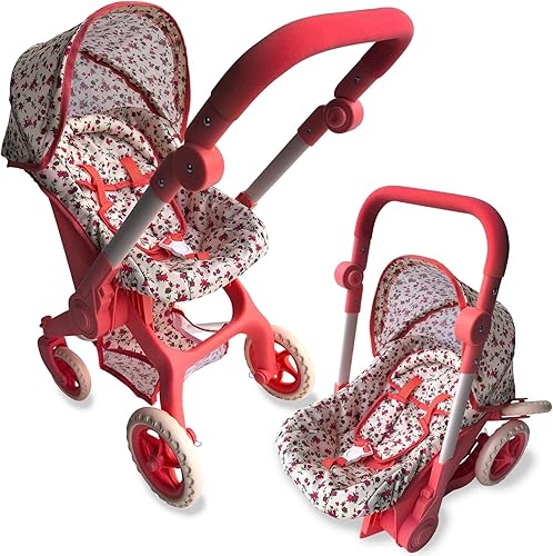 Miniatura 9 de Combo de Cochecito y Asiento de Coche para Muñeca Bebé – Cochecito de Muñeca Convertible 2 en 1 y Asiento de Coche para Niños – Se Adapta a Muñecas