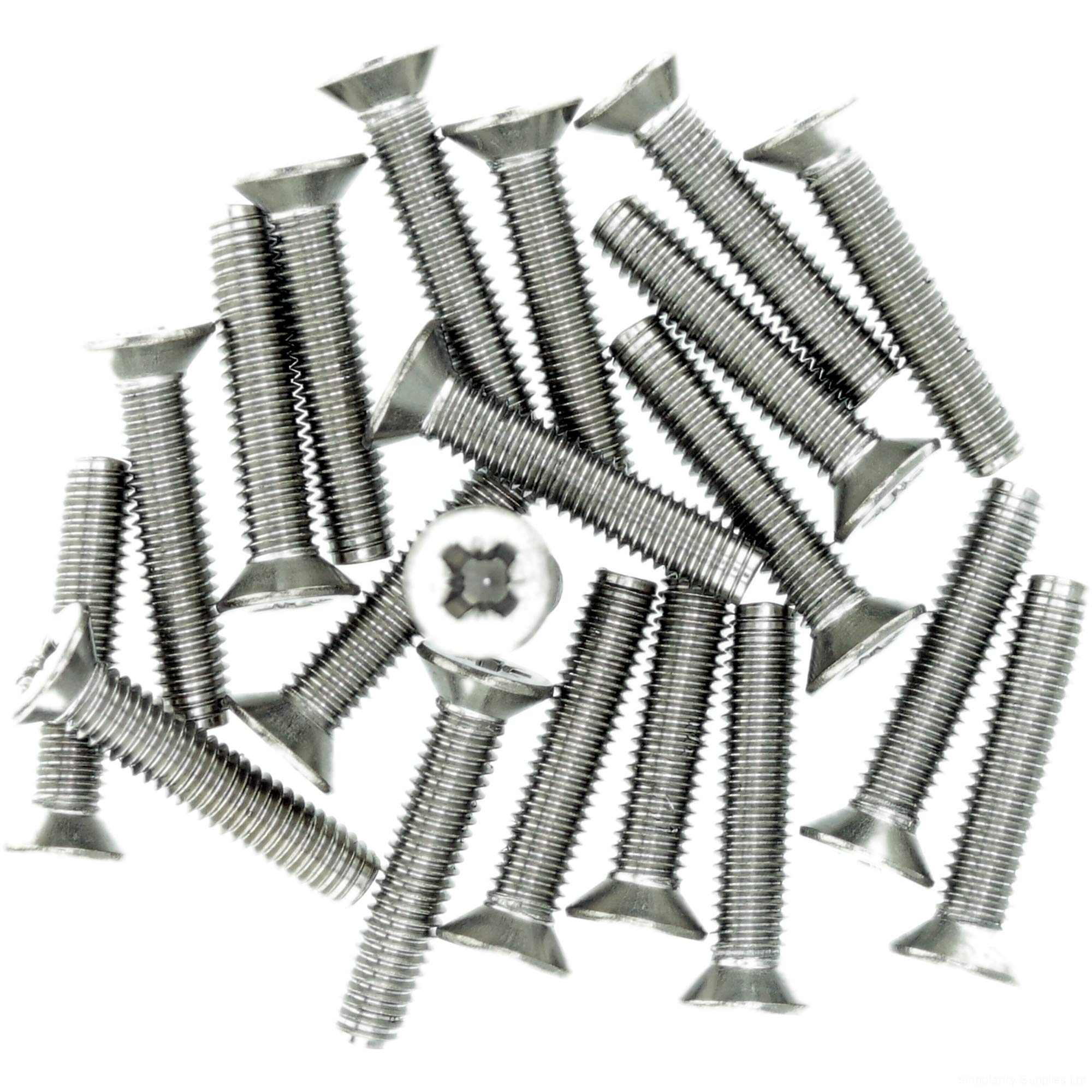Singularity Supplies M4 (4Mm X 10Mm) Pozi Countersunk Thread Rolling Screw - Stainless Steel (A2) (Pack Of 20)