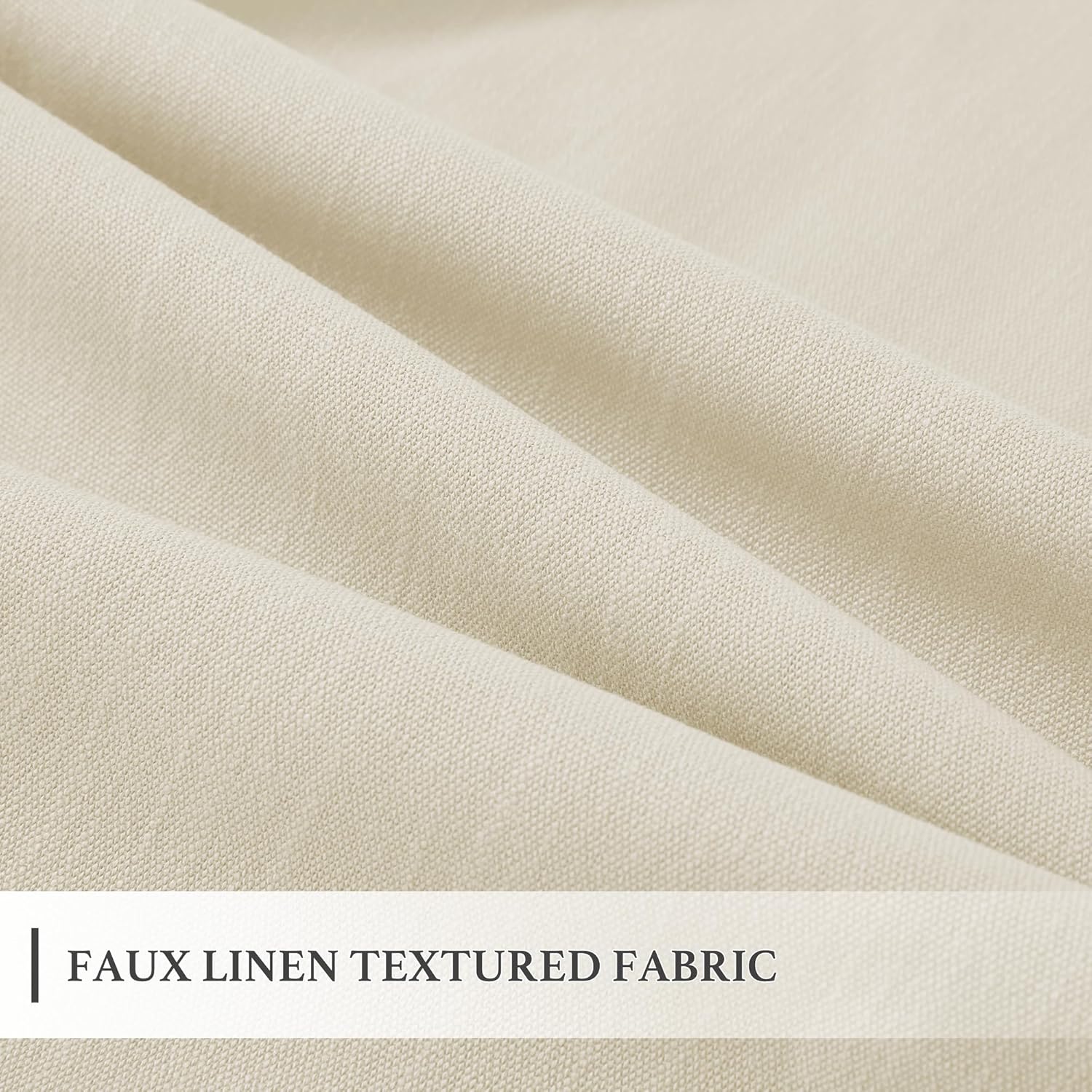 RYB HOME Thick Faux Linen Weave Textured Curtains for Bedroom Vintage Pinch Pleated Light Filtering Window Draperies Privacy for Living Room Dinning Home Office, Linen, W 52 x L 108 inch, 2 Panels