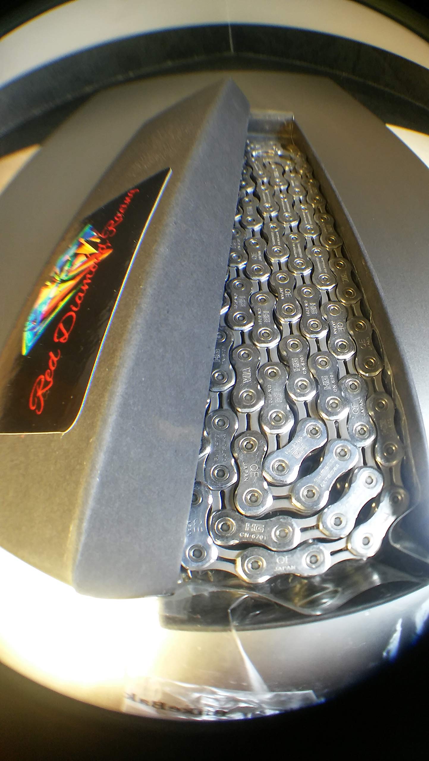 Saves 16.51 watts at 30 mph Compared to New Stock Chain. Patent Pending Polished Racing Chain CN-HG901-11, 200,000 grit, Ultra-Light, Synthetic Racing Lubricant. Test Results at reddiamondracing.com