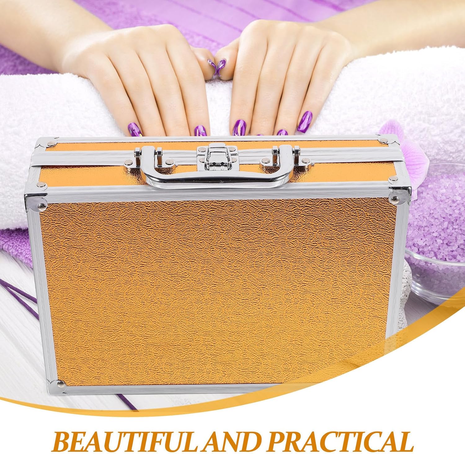 VANZACK Portable Aluminum Large Box Tools Capacity to Tool, Manicure Stylish and Abs Storage Case, Easy Carry Handheld Organizer for Travel