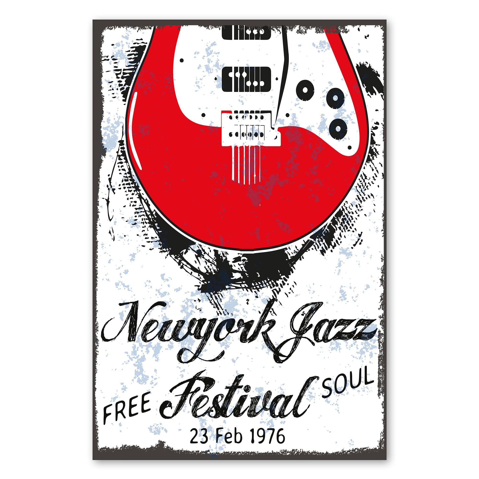 Postereck - 2158 - Poster New York Jazz Festival, chitarra musica USA - Stampa con Scritta, Decorazione da Parete, Quadri, Ideen Regalo - Tela - 100,0 cm x 75,0 cm