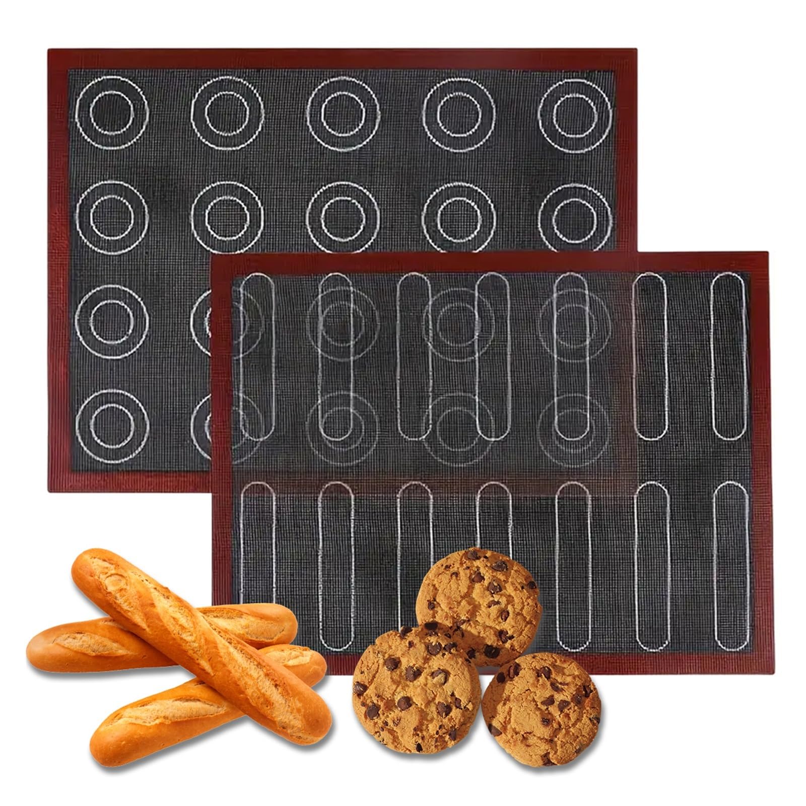 Wiederverwendbare perforierte Silikon-Backmatte, 2 Seiten, antihaftbeschichtete Ofeneinlage for Kekse(KT-004,2Pcs)