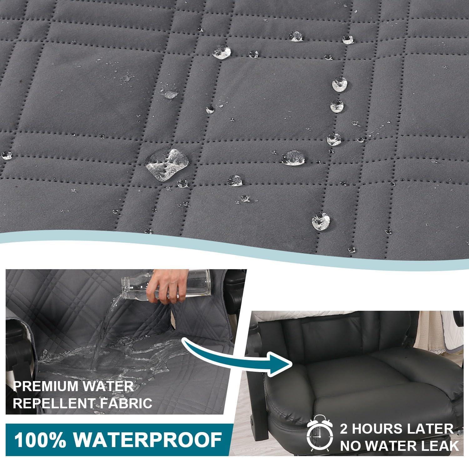Turquoize Waterproof Office Chair Cover with Armrest Covers Gray Computer Desk Chair Cover Protector with Arms Soft Durable Office Chair Seat Slipcover with Anti-Slip Buckle for Home Office, Gray