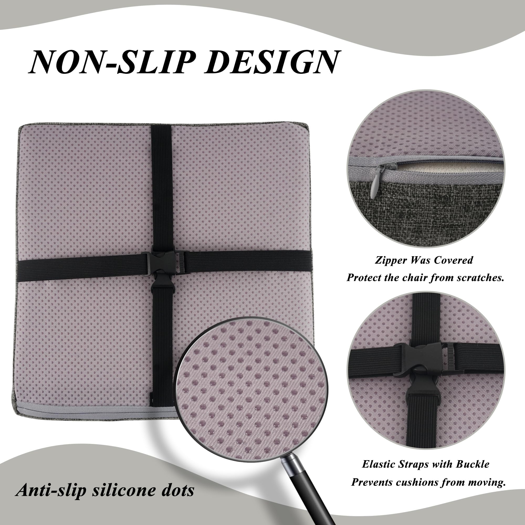FlyGulls Square Bar Stool Cushions Non-Slip Chair Pads with Ties 2“ Thick Chair Cushions Set of 2 with Machine Washable Cover (30.5x30.5cm/12x12inch - Image 2