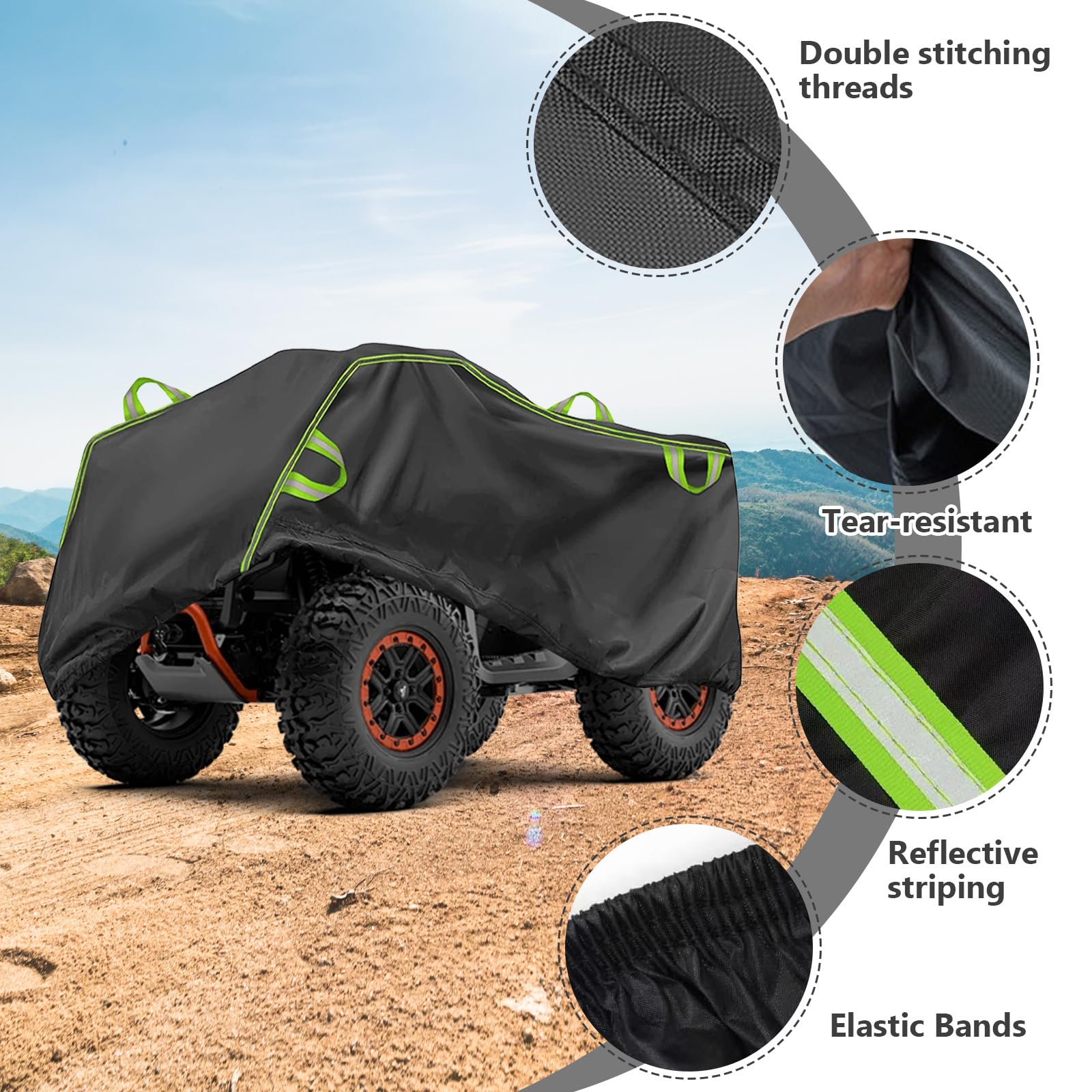 Telone Copriquad XXXL 210D - Copertura ATV Impermeabile e Antivento con Strisce Riflettenti - Protezione UV da Pioggia, Neve e Polvere - Oxford Heavy Duty
