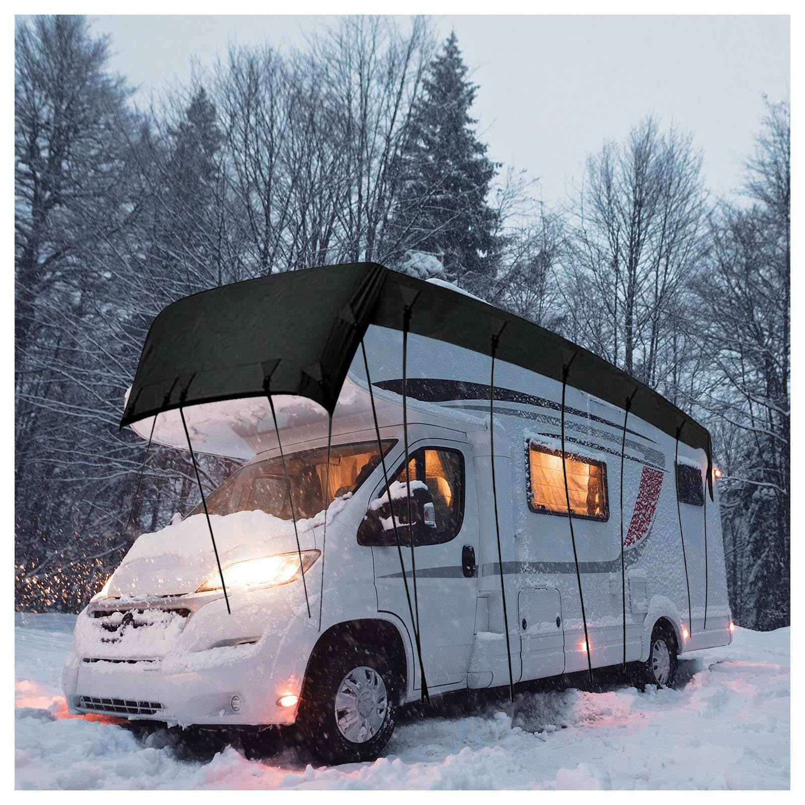 RRRYYYZZ HFKJway Camper Cover 210D Oxford Cloth Camper Cover Waterproof Wind, Rain and Snow Proof Rvmasking Rv Cover Travel Trailer Cover,Black-7m×3m