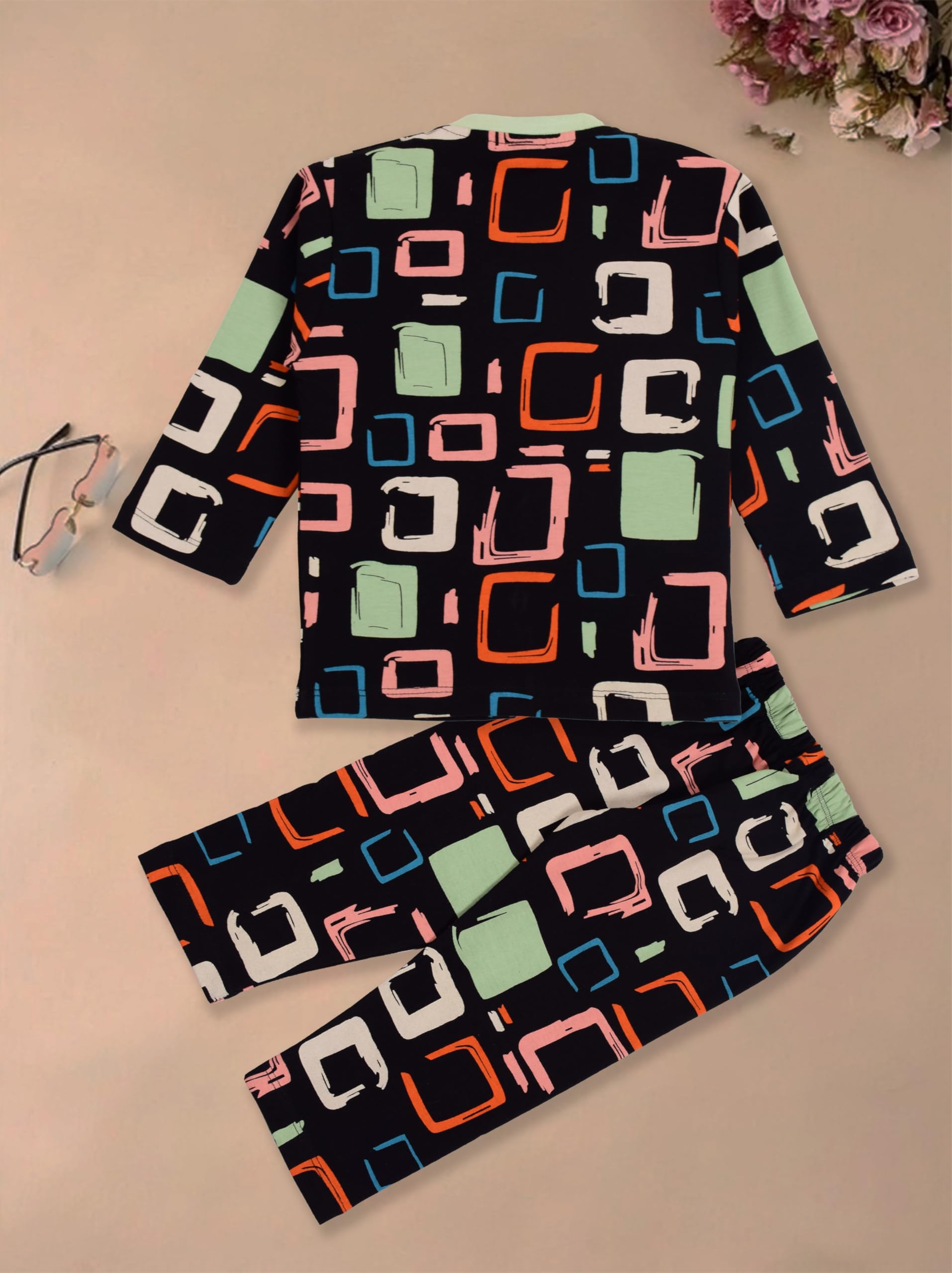 3BROS Kid's Pure Cotton Printed Full Sleeves Night Suit/Dress for Boys/Girls Full Pajama & Top Sleep Suit Combo Set | Multicolor 3| 18-24 Months - Image 2 thumbnail