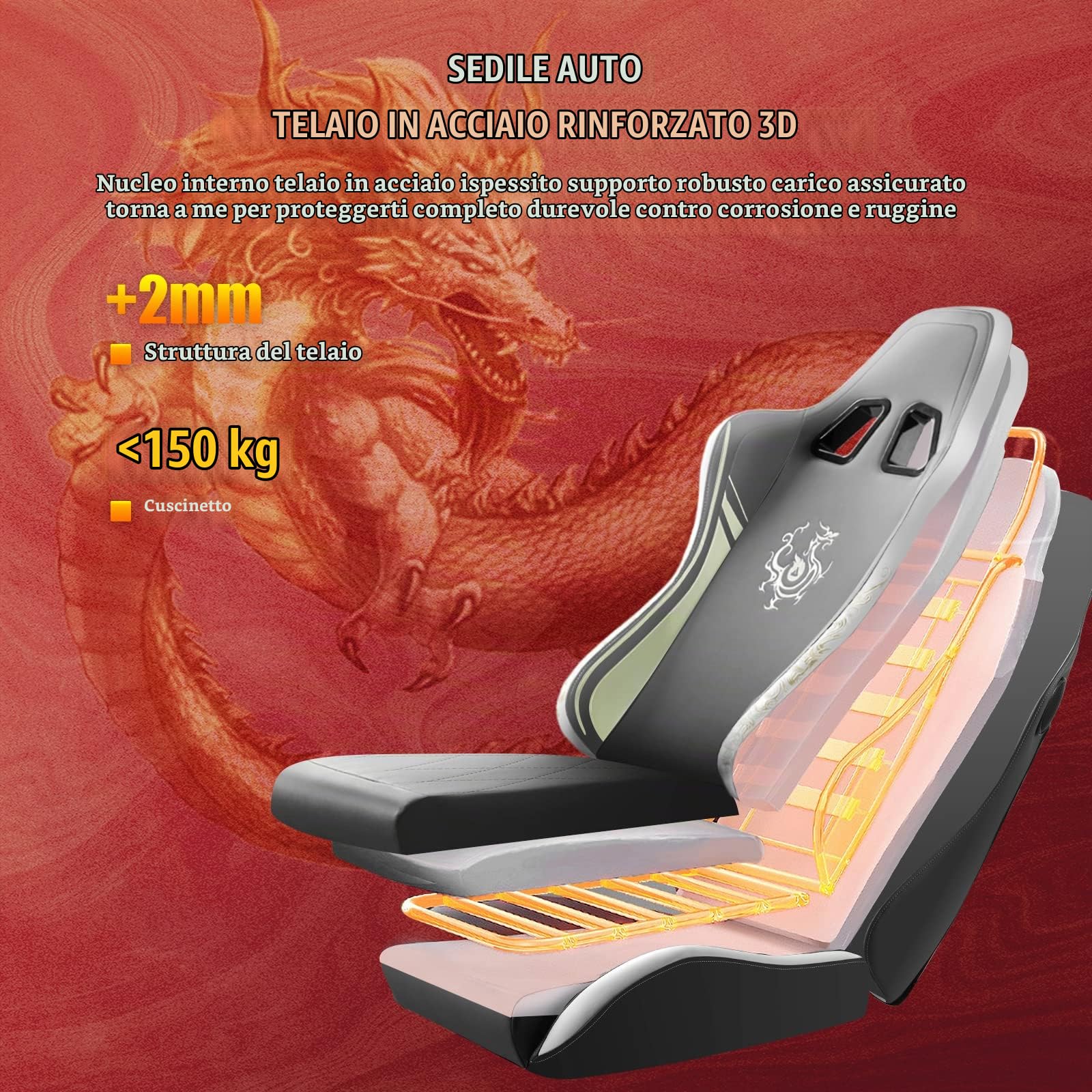 GTPLAYER Sedia Gaming Ergonomica Poltrone con Altoparlanti Bluetooth e Poggiapiedi Sedia Gamer Reclinabile Serie Dragon Sedia Ufficio con Poggiatesta e Cuscino Lombare per Lavoro e Gioco Grigio