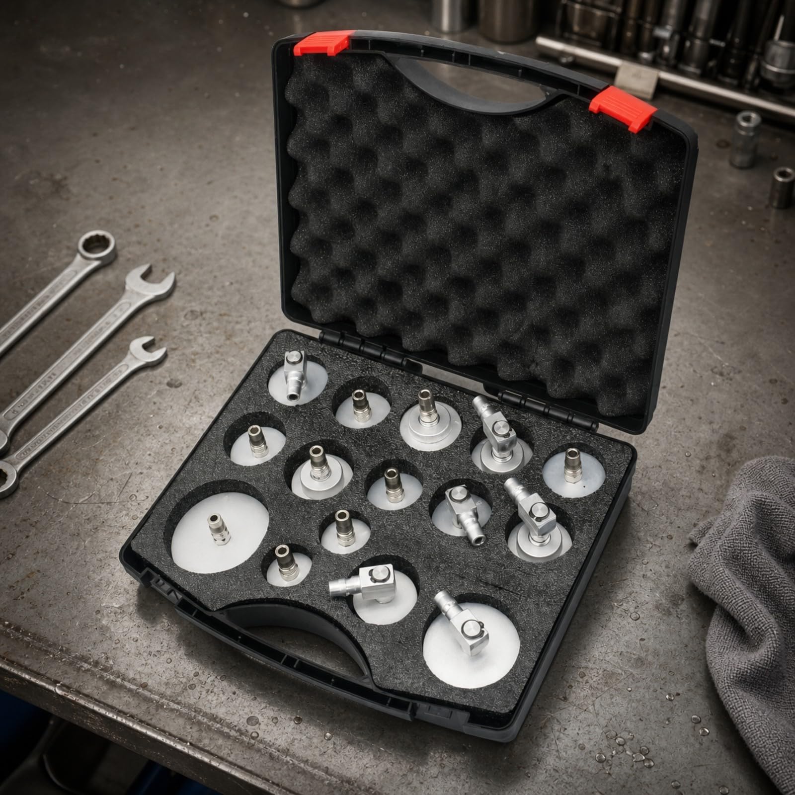 15 Piezas Purgador Frenos Portátil | Resistente a la Corrosión, Conectores para Purga Frenos, Metálico, Taller Mecánico