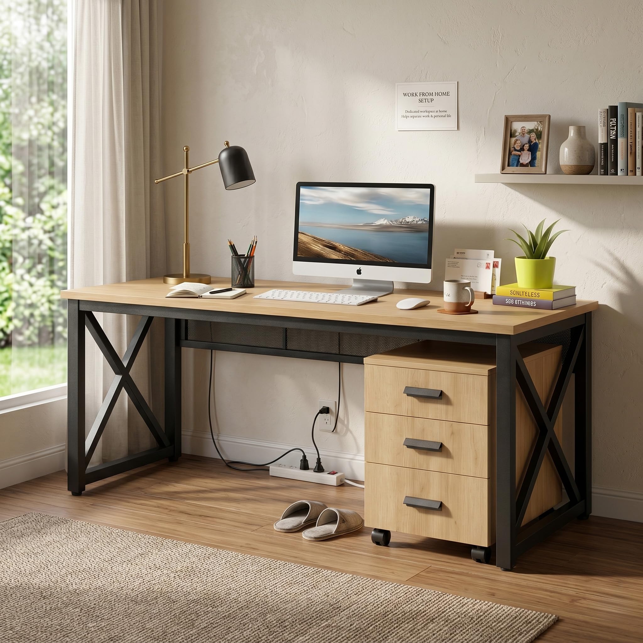 FFO Computer Table with Storage | Multipurpose Office Desk for Home & Work | Study Table for Students | Sturdy PC Table with 1 Year Warranty | DIY Assembly (150x60)