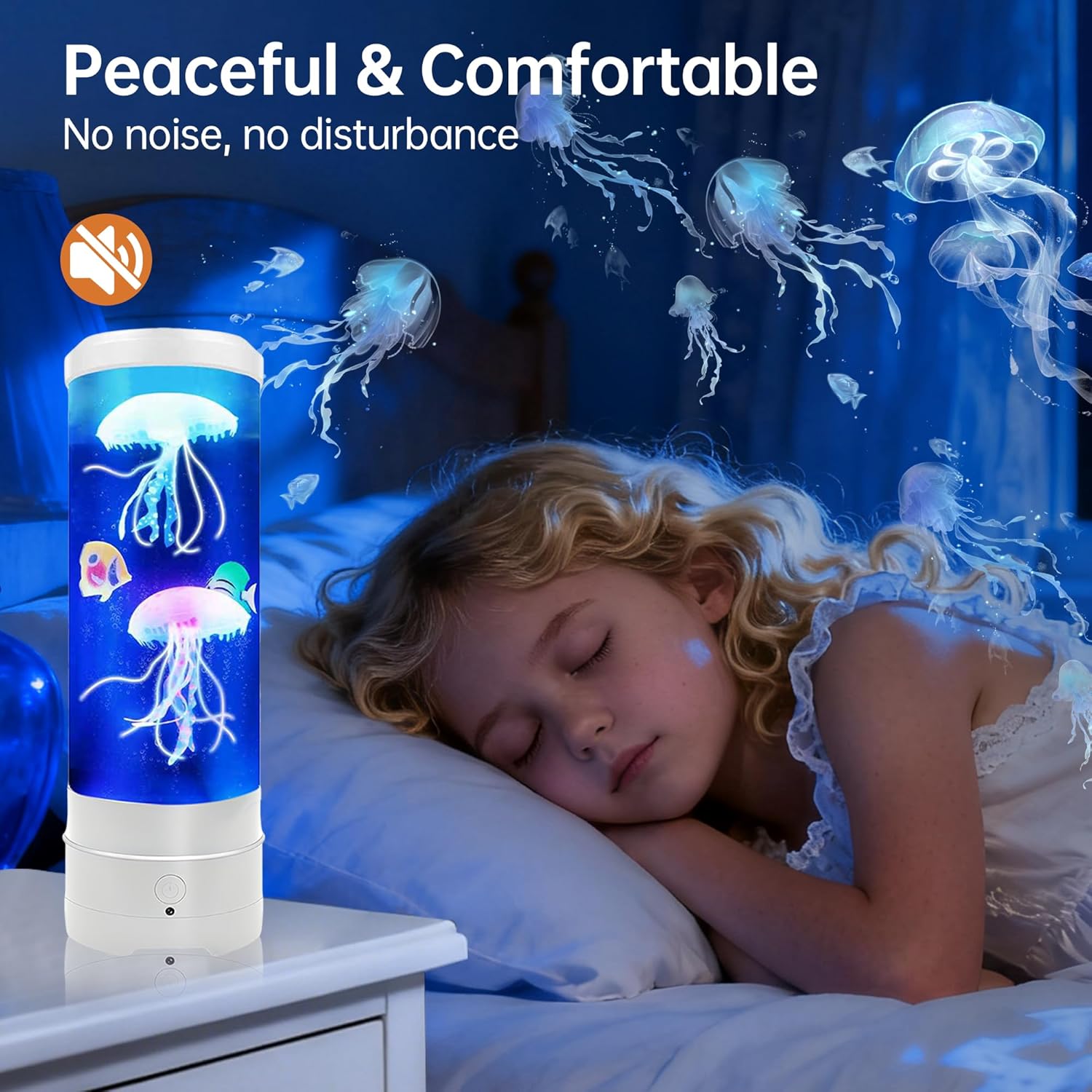 Jellyfish Lamp With Bluetooth Speaker, 17 Colors Changing & 4 Lighting Modes Jelly Fish Light Lamp, USB Powered Jellyfish Decor Light, Christmas Halloween Gifts for Teen Room Decoration, White