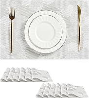 Vista 170 de Leetaltree - Juego de 6 manteles individuales, resistentes al calor, antideslizantes, para mesa de comedor, lavables, duraderos, tejido de PVC Azul