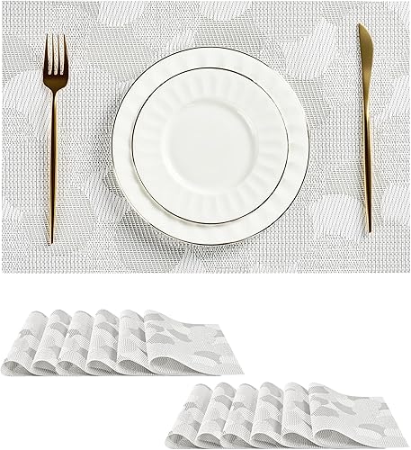 Miniatura 170 de Leetaltree - Juego de 6 manteles individuales, resistentes al calor, antideslizantes, para mesa de comedor, lavables, duraderos, tejido de PVC Azul