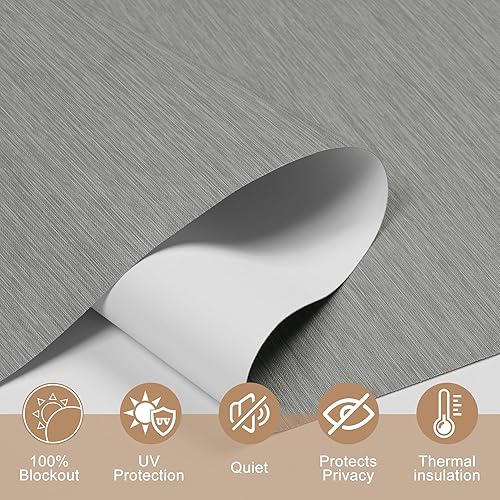 Miniatura 3 de Persianas enrollables opacas para ventanas, persianas enrollables sin cordones con cenefa de cassette, persianas de ventana de jacquard a rayas para