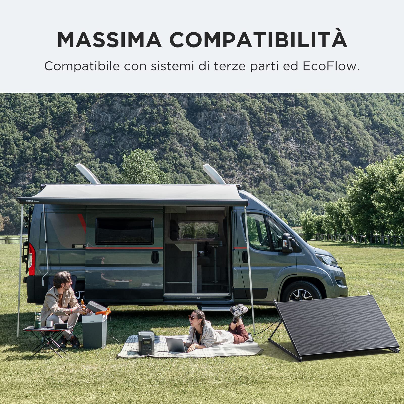 ECOFLOW Pannello solare rigido 2x400W, pannello solare monocristallino ad alta efficienza per alimentazione fotovoltaica domestica, per il camper, gli edifici off-grid