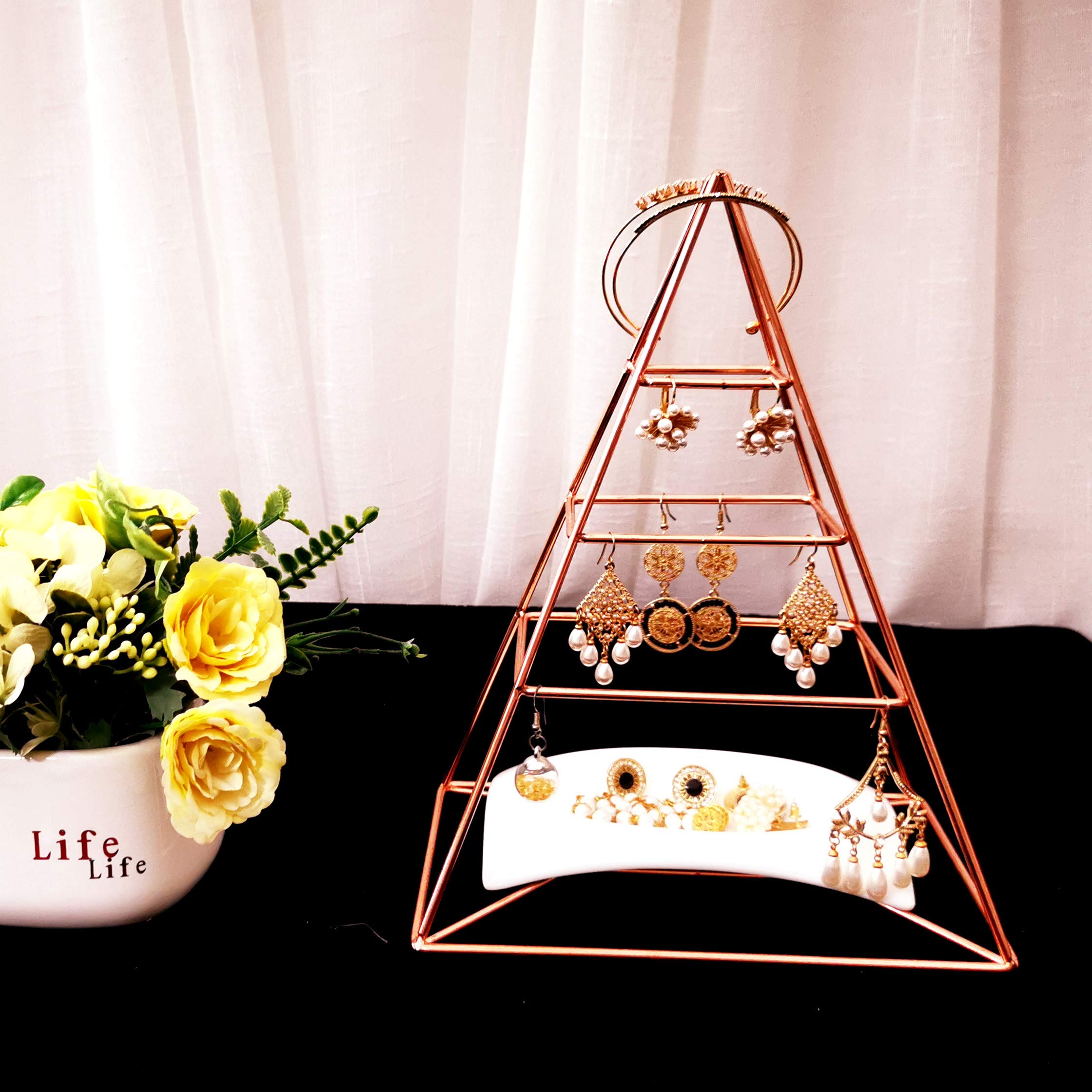 Pyramid Jewelry Rack Glass Pyramid Jewelry Stand Box Display Case With