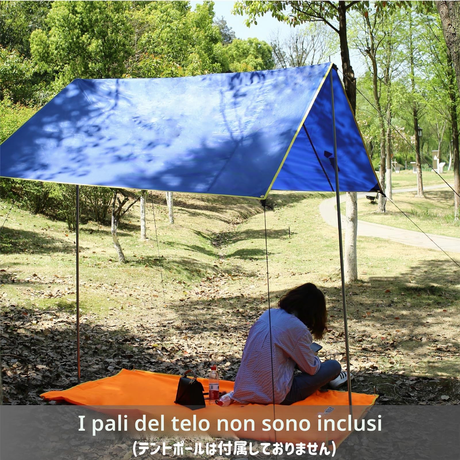 Azarxis Telone Impermeabile Esterno Telo Occhiellato da Campeggio Telo Ombreggiante Parasole Telo Copri Veranda Tenda Amaca (Verde, L - 2,4 x 2,2 m)