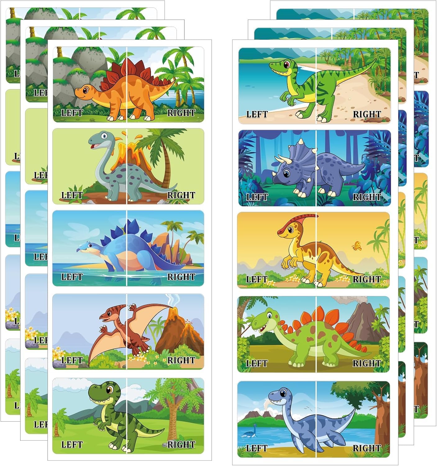 60pcs Kids Shoe Labels Cute Right Left Sole Animal Children Boys Girls Shoes Stickers for Children's Day Birthday Baby Party Gift Early Learning Decals (Dinosaur Shoe Stickers)