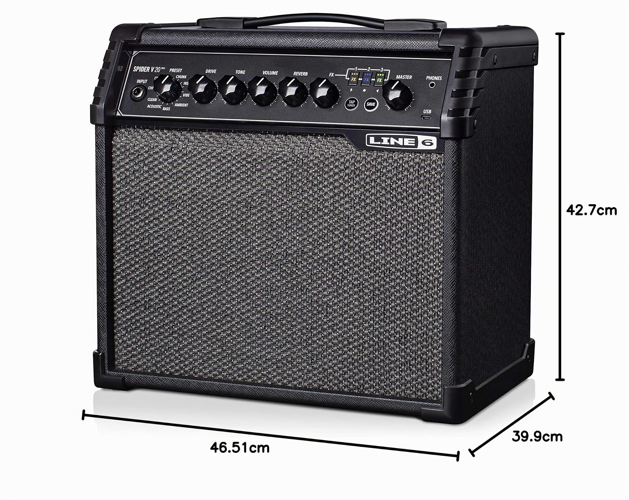Line 6 Spider V 20 MkII – Amplificateur 20W avec Haut-Parleur de 8” – 16 presets et 3 Effets utilisables simultanément