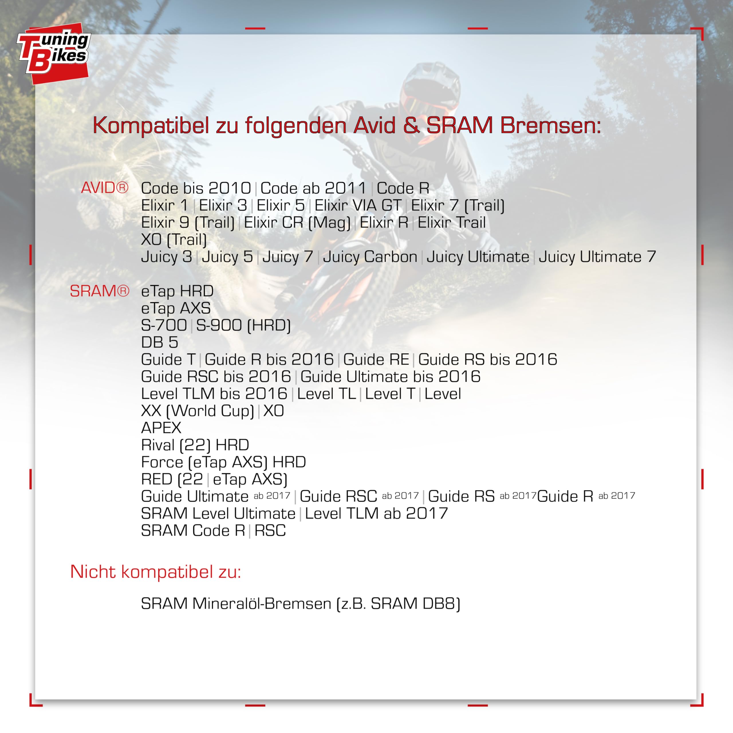 TB Entlüftungskit für SRAM/AVID Scheibenbremsen (Inkl. Bleeding Edge) – Komplettes Set inkl. DOT 5.1 Bremsflüssigkeit, Anleitung & Bleedblock für Bremsen wie Avid Elixir SRAM Code etc.